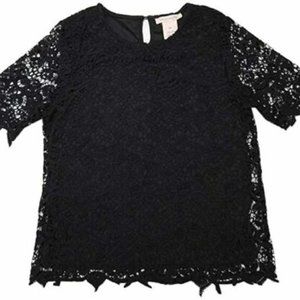 NWT Philosophy Black Lacey Tee Dressy Top Sm